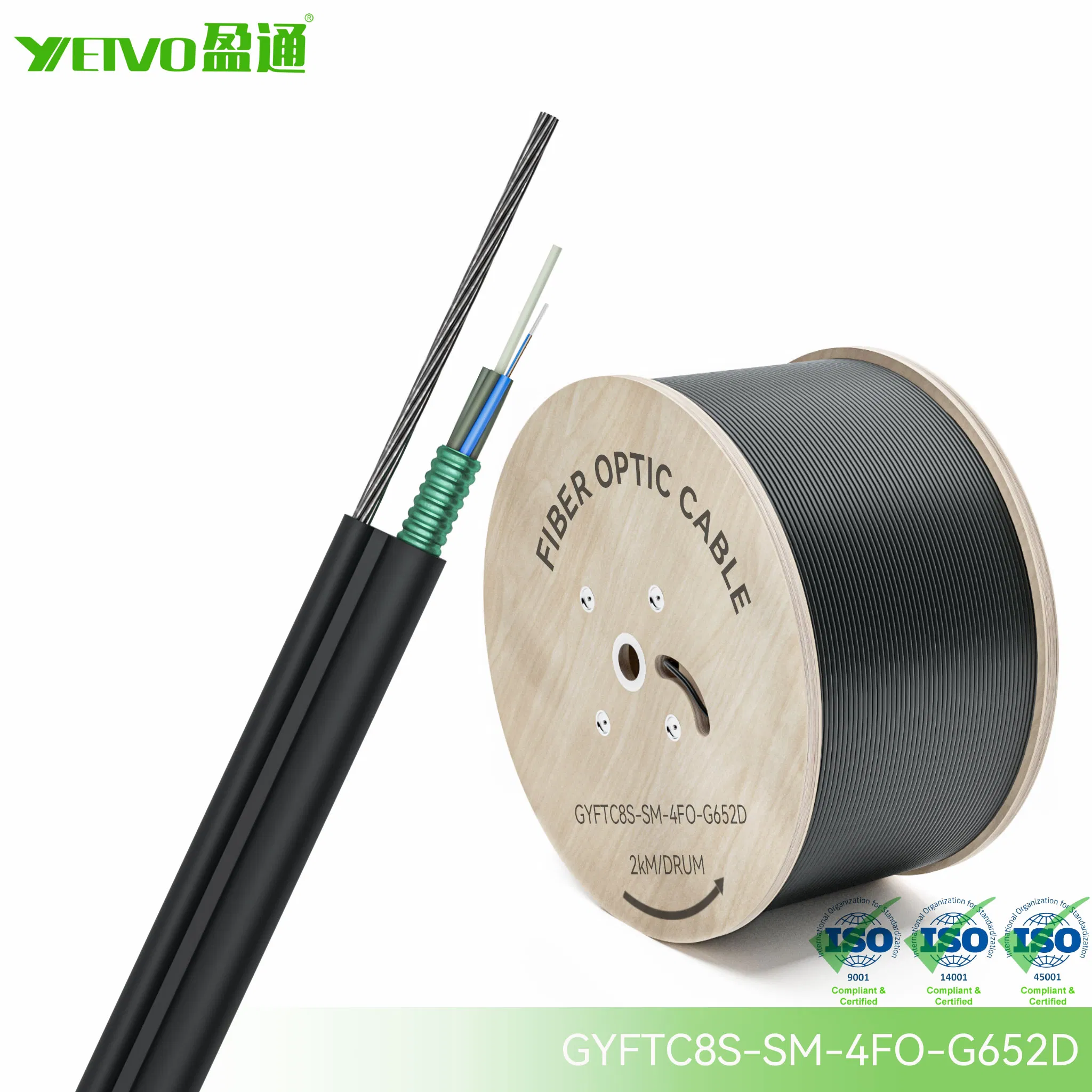 Heavy Duty Gyftc8s Loose Tube Fiber Optic Cable with Steel Supporting Wire