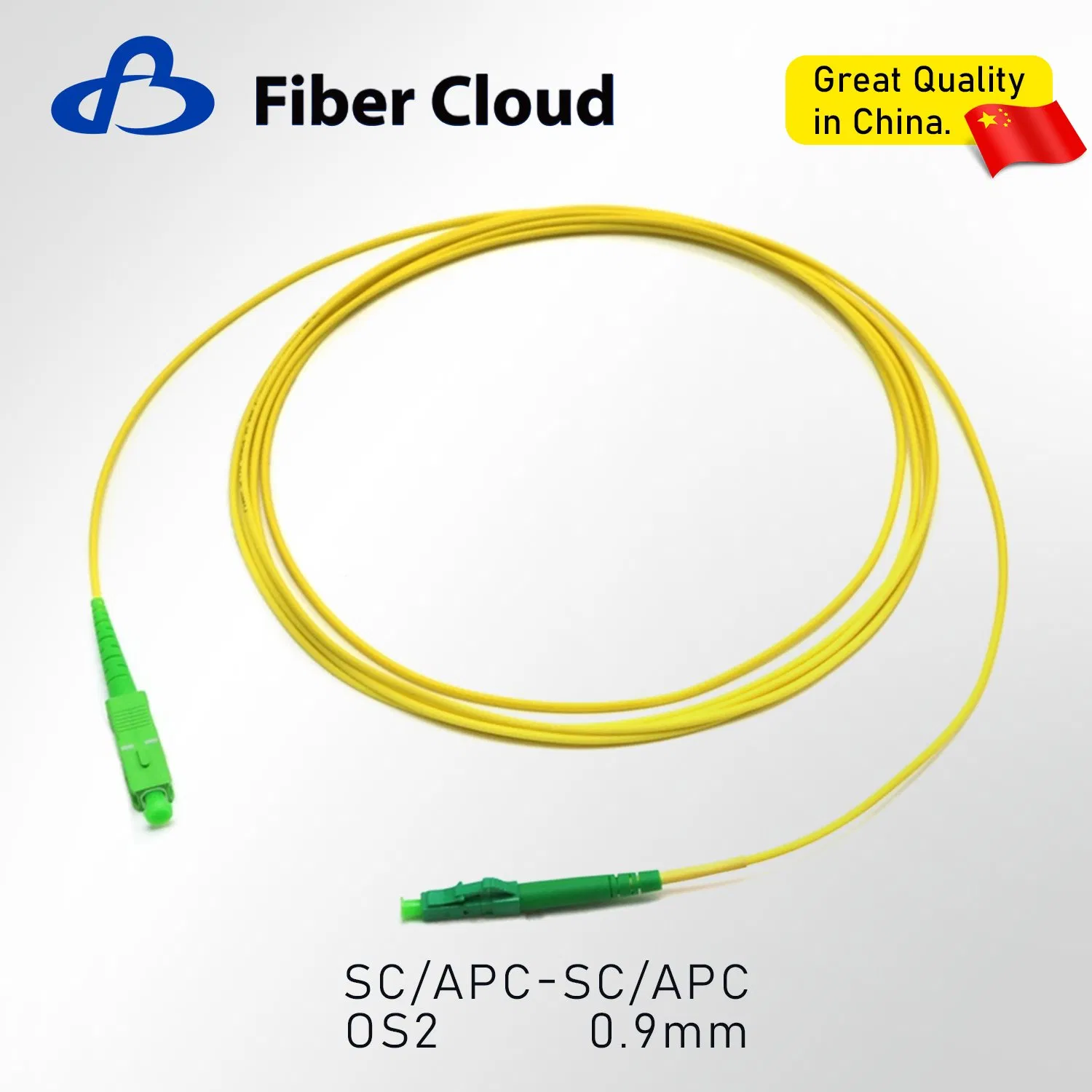 0.9mm Sc APC to Sc APC Simplex OS2 Single Mode Riser Ofnr Tight Buffered Fiber Optic Patch Cord Cable