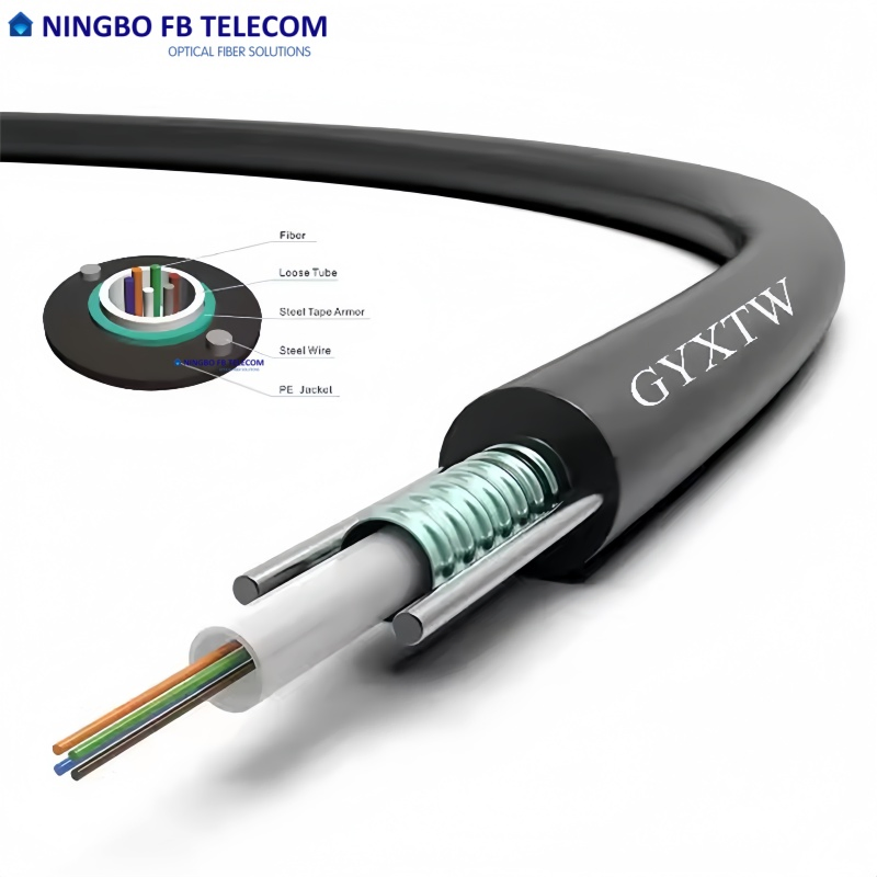 Composite Hybrid Optical Fiber Cable GYXTW Armoured 12 Cores
