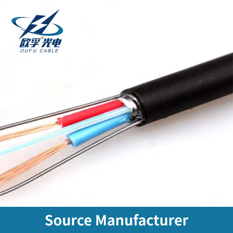 Fttp Fiber and Electric Hybrid Flat Drop 1-24 Core Single Mode Fiber Optic Cable with Copper Wire