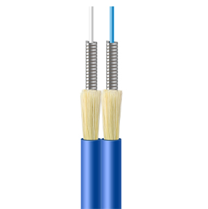 Armored Duplex Fiber Optic Cable 2 Core OS2 Single Mode Indoor Steel Tube Anti-Rodent Crush Resistant Tight Buffered Cable GJSFJBV