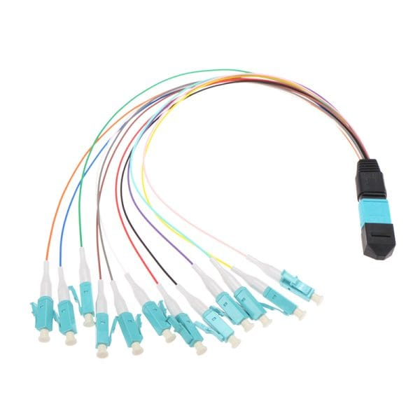MPO/MTP to LC Om3 Om4 12 Fibers 0.9mm Fiber Ribbon Patch Cable
