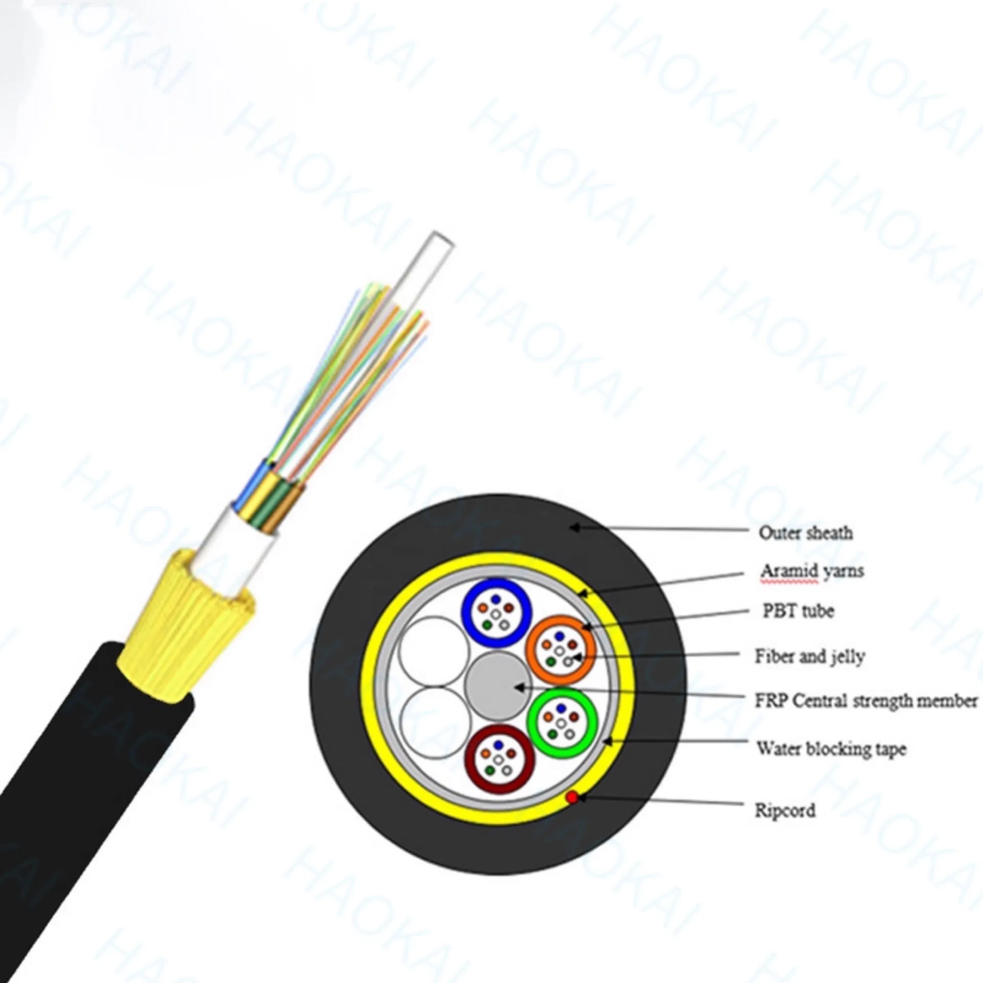 Outdoor Aerial Self Supporting G652D ADSS Fiber Optic Cable