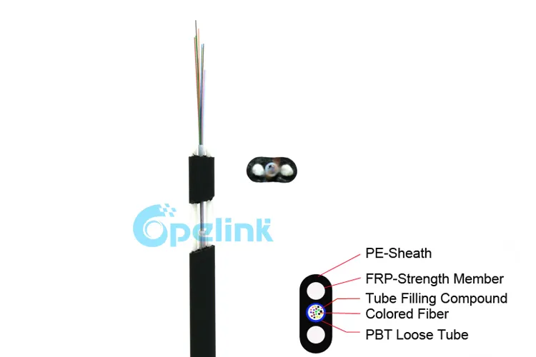 Aerial Flat FTTH Drop Fiber Optic Cable