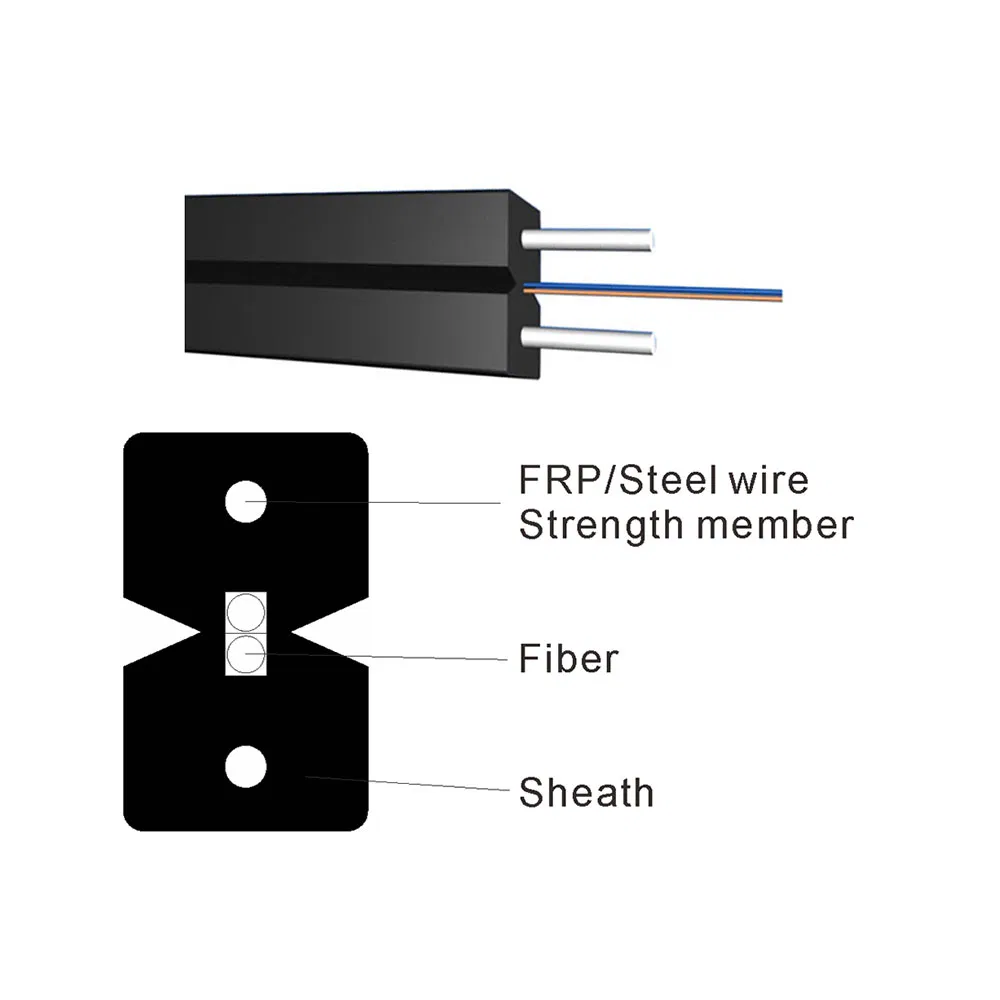 Sc/APC Upc 1core Fiber Optic Cable Underground Figure 8 Flat Drop Cable