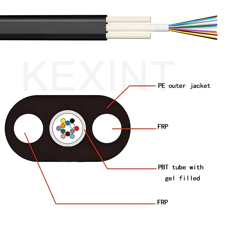 KEXINT GYFBY Flat Cable Fiber Optic Cable 2/4/6/12/24 Cores Communication Cables