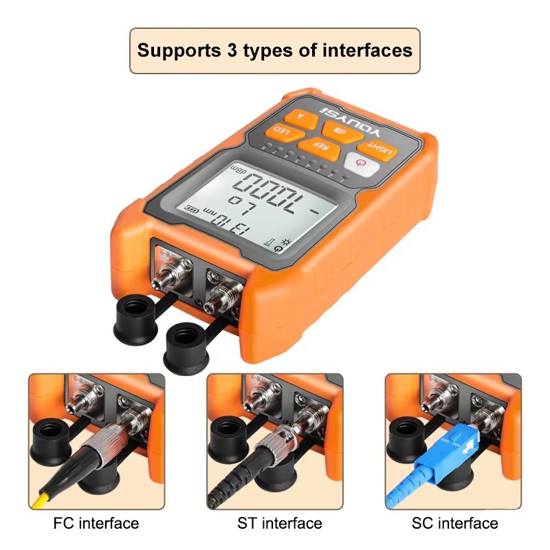 Mini Optical Power Meter With VFL 4-in-1 Fiber Optic Tester 8 Wavelengths SC FC ST Connectors Rechargeable OPM FTTH
