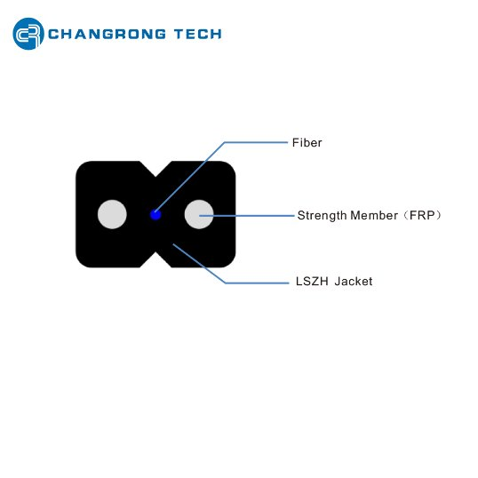 2cores G657A2 1km/Roll Outdoor/Indoor Flat LSZH FTTH Drop Fiber Optic Cable