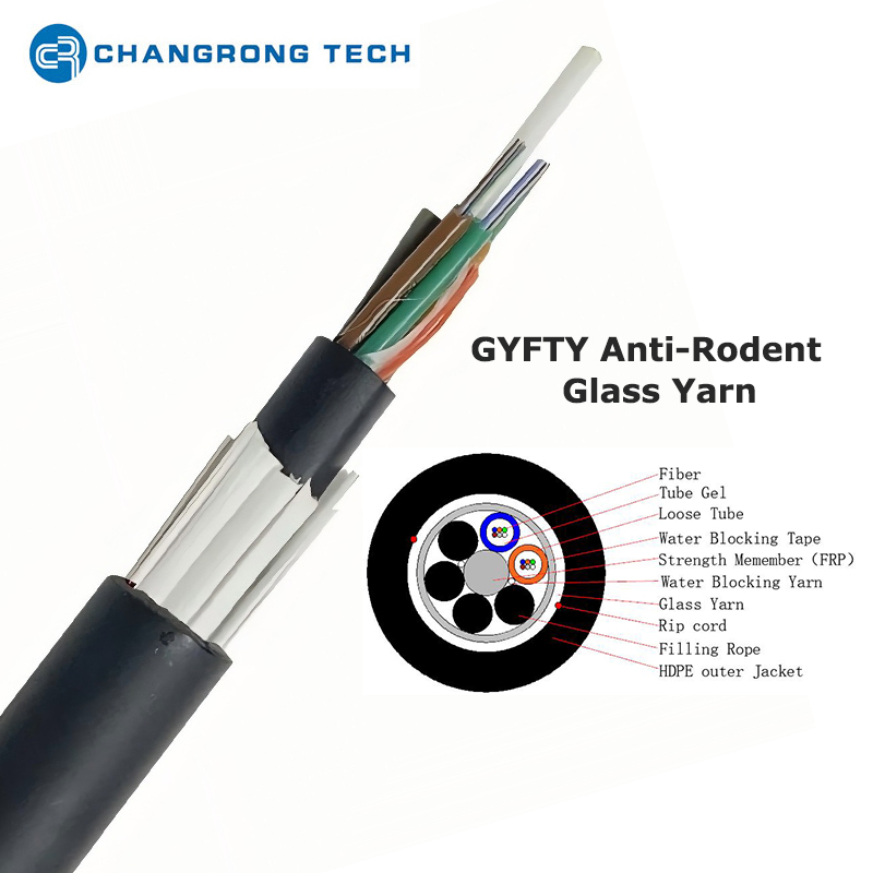 OEM 12core 36core 96core Underground Duct Fiber Optic Cable GYFTY Anti Rodent