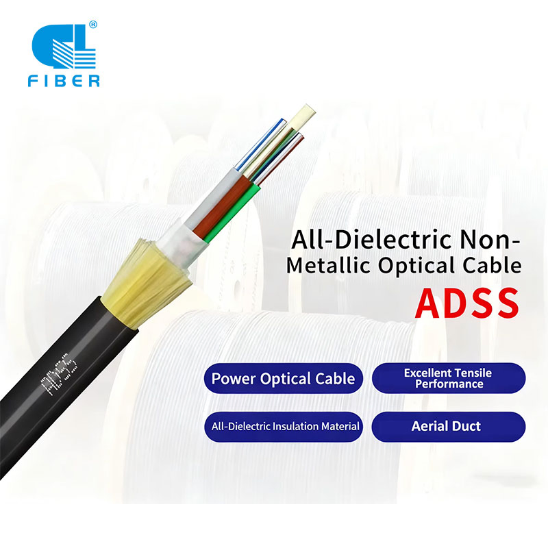 Non-Armored Outdoor Overhead Span 100m ADSS Optical Cable 3kN Aerial Fiber Optic Cable