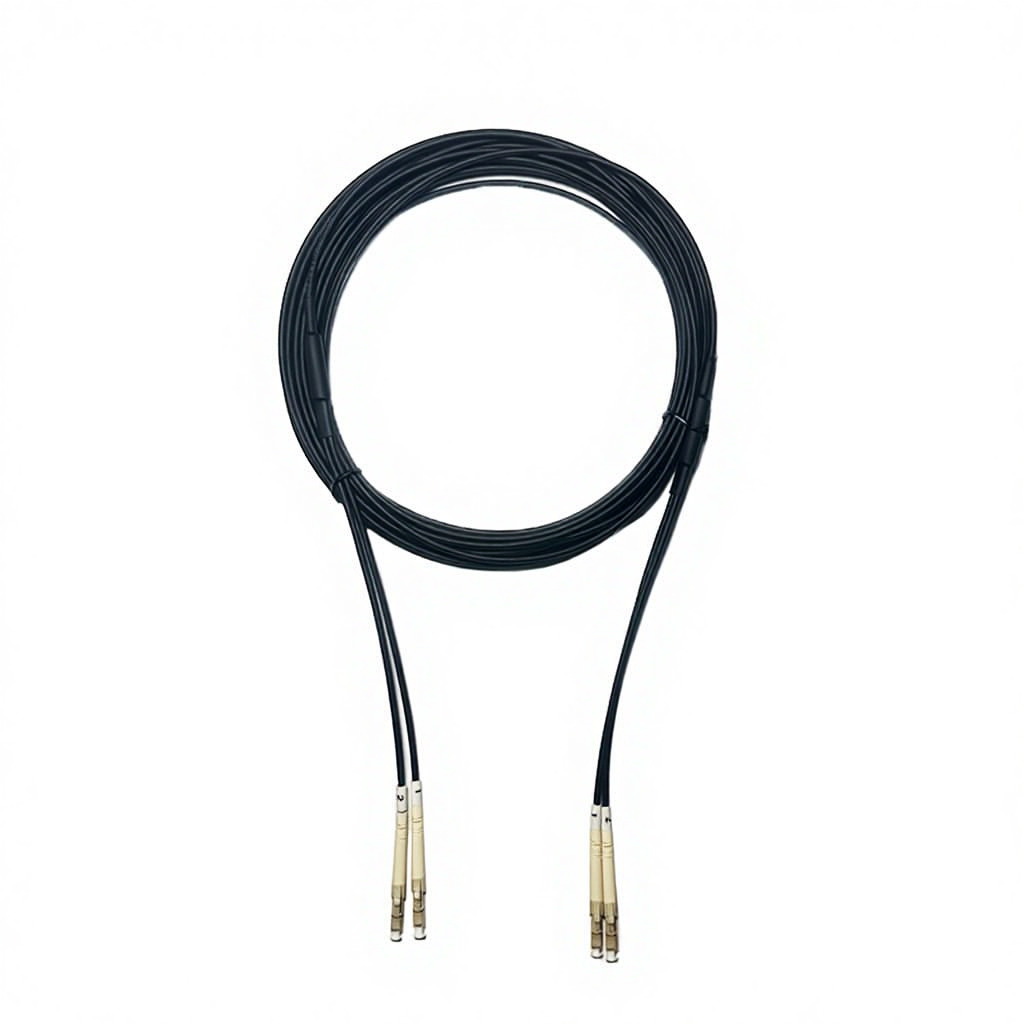 Multi Mode Dual Core TPU Armored Field Optical Cable, Flexible Armored Optical Fiber Jumper LC-LCOM3 Emergency Optical Cable