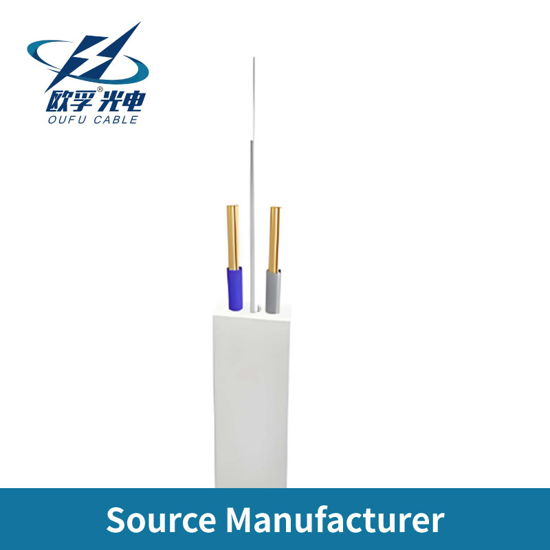 Flat Optical Fiber Cable 1-24 Cores Hybrid Fiber Optic Cable with Copper Power Wires Industrial Power Cable