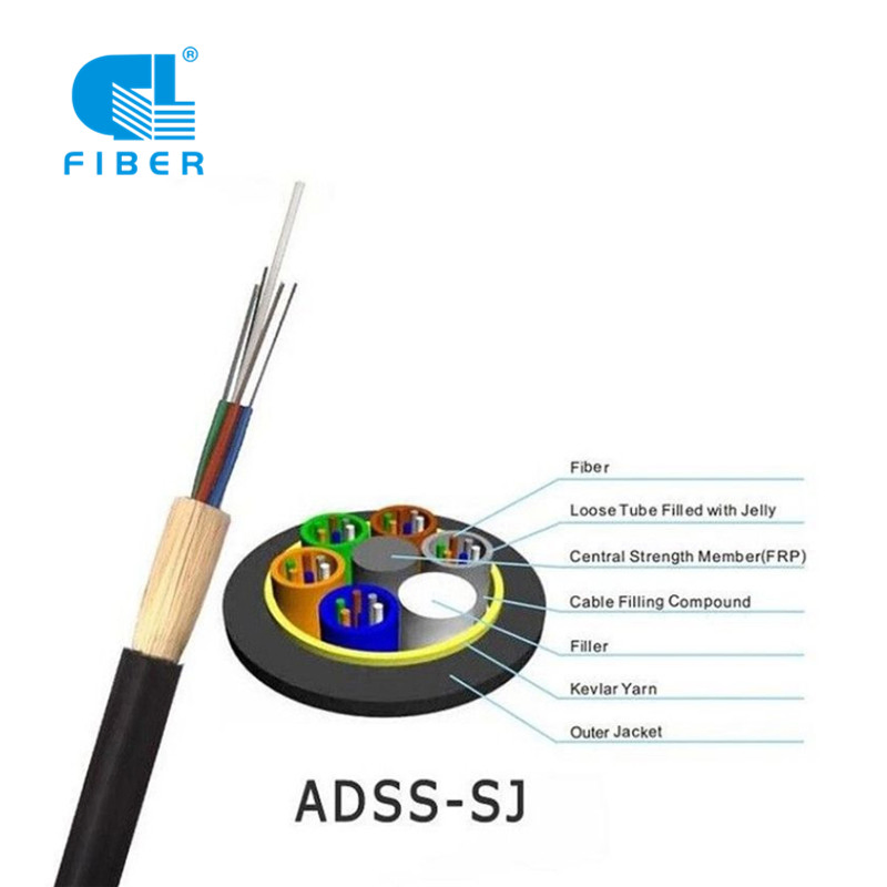 Non-Armored Outdoor Overhead Span 100m ADSS Optical Cable 3kN Aerial Fiber Optic Cable