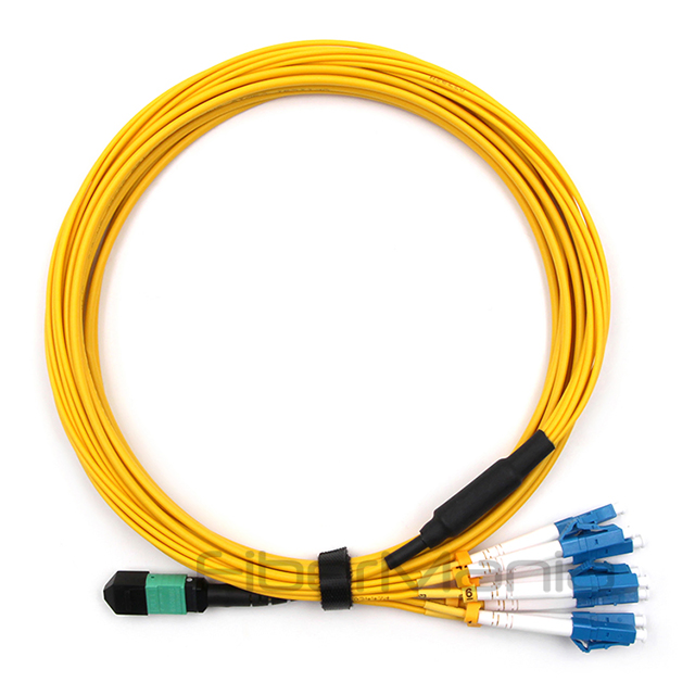 MPO to LC Fiber Optic Breakout Cable 8-24 Cores High Density MTP Compatible Harness Assembly Fanout for QSFP SFP Data Center Network Connections