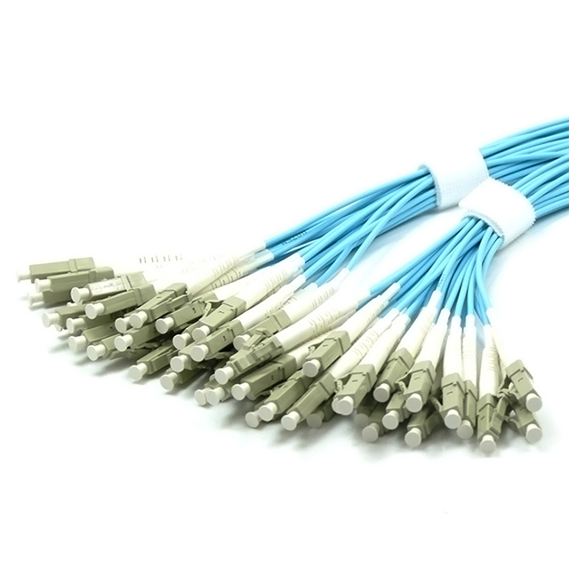 LC/UPC 24 Core OM3 50/125 Breakout Fiber Optic Cable, Aqua MMF, VCSEL Optimized, High Density Multi-Core Cable for 10G Data Center &amp; Structured Cabling
