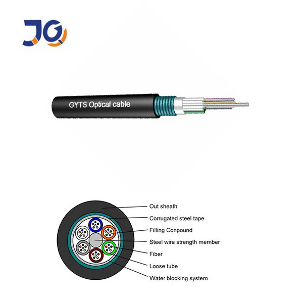 GYTS 24/48 Core Outdoor Steel Wire Reinforced Corrugated ECCS Tape Armored Single Mode/Multi Mode Fiber Optic Cable PE Jacket