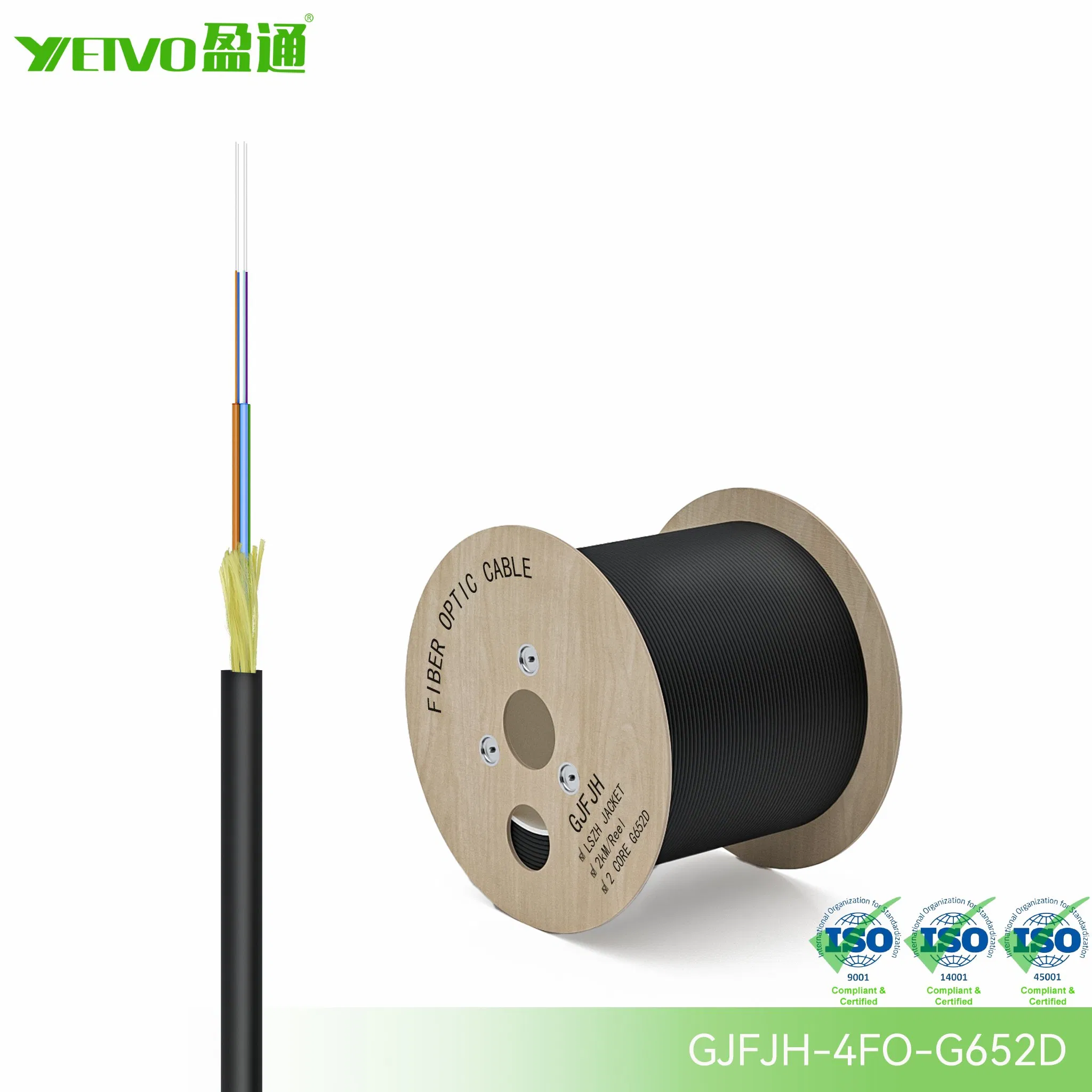 4 Core Gjfjh Indoor Tight Buffered Fiber Optic Cable G652D Single Mode LSZH