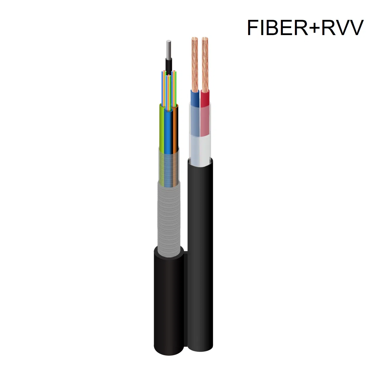 High Quality Optical Power Composite Cable G652D Fiber with 2 Copper PE Sheath Hybrid Cable