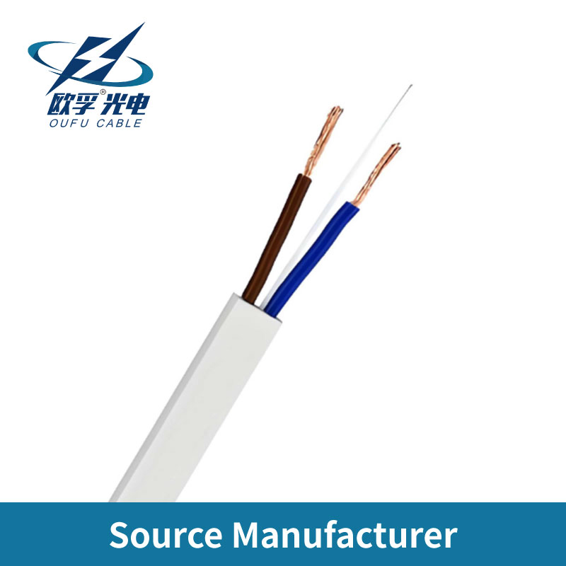 Flat Optical Fiber Cable 1-24 Cores Hybrid Fiber Optic Cable with Copper Power Wires Industrial Power Cable