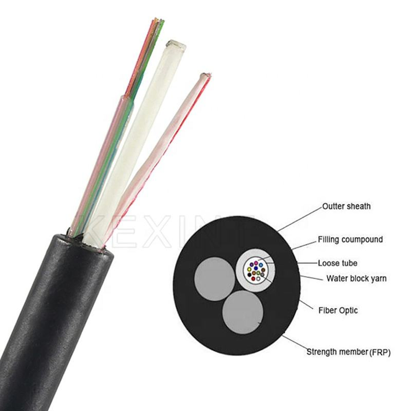Kexint Asu Gyffy 1 to 24 Core Hybrid Fiber Power Cable 2 FRP Self-Supporting Fiber Optic Cable