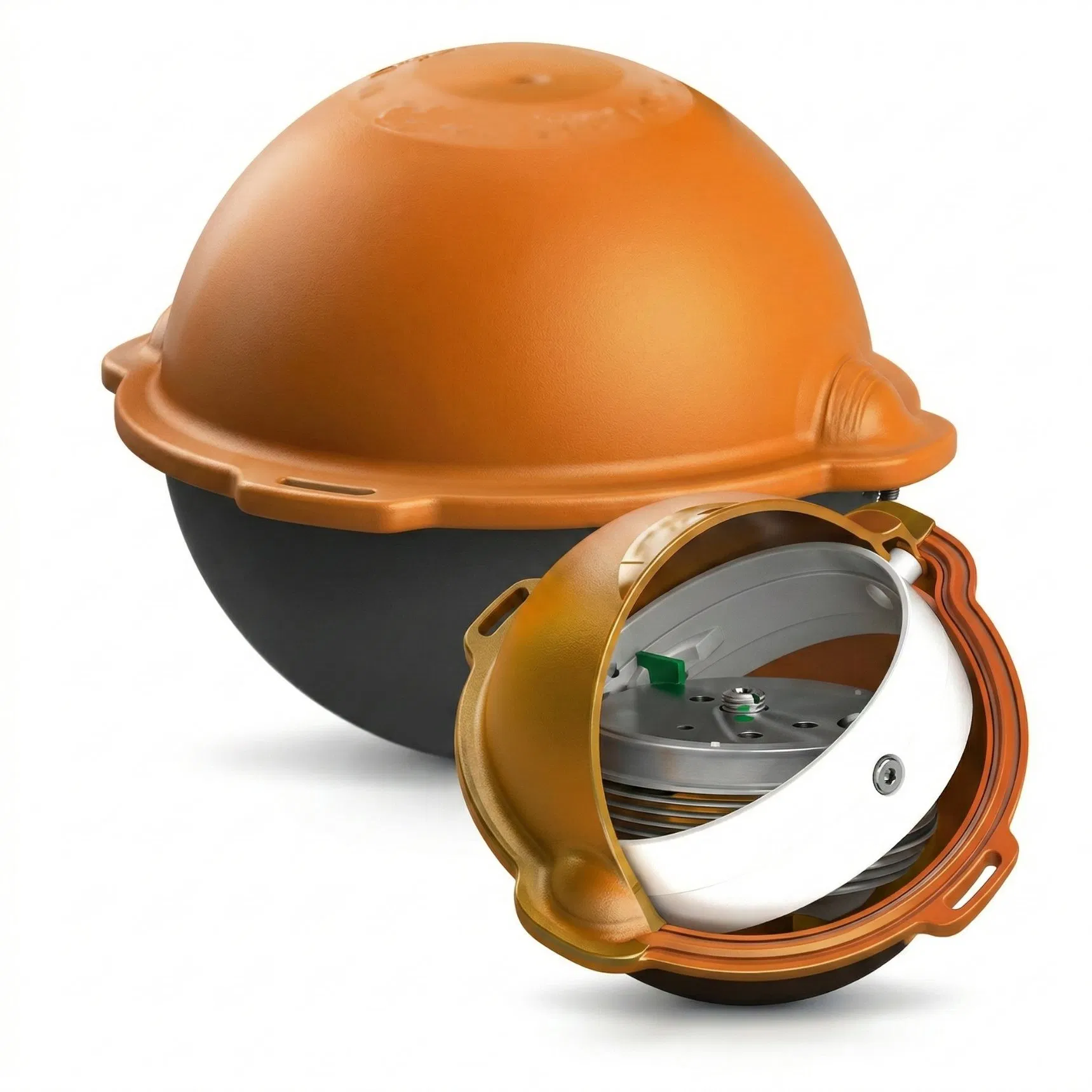 Orange Black HDPE Fiber Optic Cable Underground Locator Electronic Marker Ball