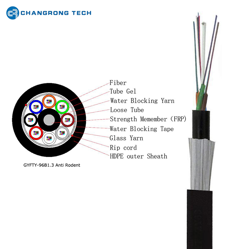 OEM 12core 36core 96core Underground Duct Fiber Optic Cable GYFTY Anti Rodent