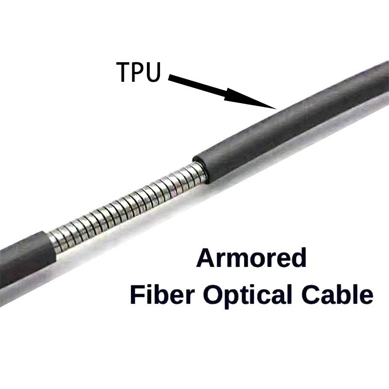 High-Speed Transmission Rate Single-Mode Armored Fiber Optic Cable Reel with TPU Sheath, Multi-Core (2/4/6/8/10/12)