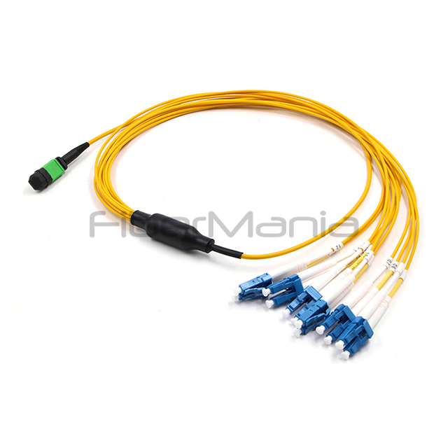 MPO to LC Fiber Optic Breakout Cable 8-24 Cores High Density MTP Compatible Harness Assembly Fanout for QSFP SFP Data Center Network Connections