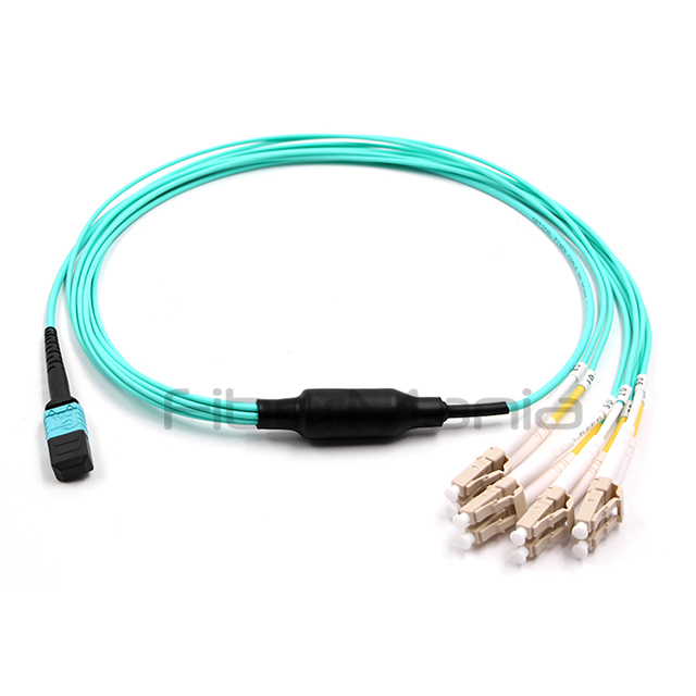 MPO to LC Fiber Optic Breakout Cable 8-24 Cores High Density MTP Compatible Harness Assembly Fanout for QSFP SFP Data Center Network Connections