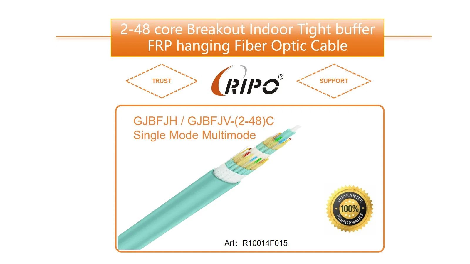 2-48 Core Breakout Indoor Tight Buffer Fiber Aramid Yarn FRP Single Mode Multimode Hanging Fiber Optic Cable Gjbfjh / Gjbfjv- (2-48) C.