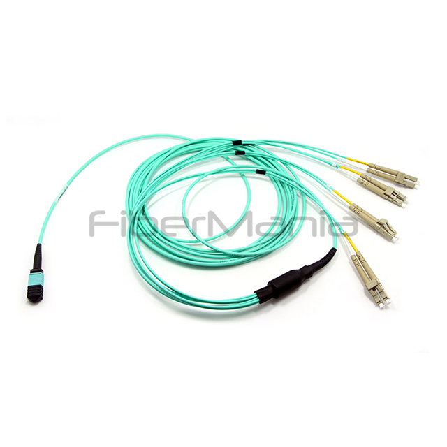 MPO to LC Fiber Optic Breakout Cable 8-24 Cores High Density MTP Compatible Harness Assembly Fanout for QSFP SFP Data Center Network Connections