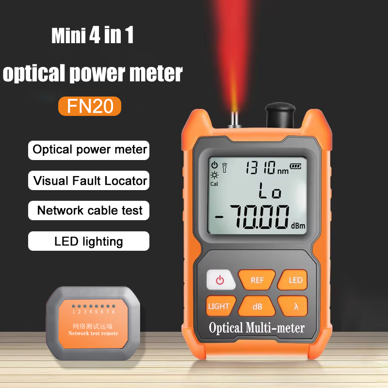 Mini Optical Power Meter With VFL 4-in-1 Fiber Optic Tester 8 Wavelengths SC FC ST Connectors Rechargeable OPM FTTH