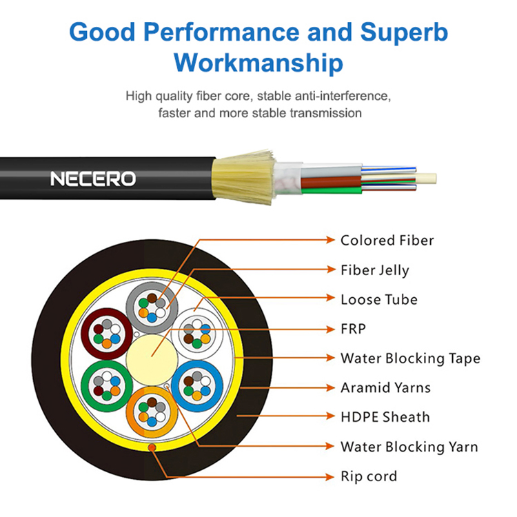 6 12 24 48 Core Loose Tube Outdoor Cable Fiber Optic