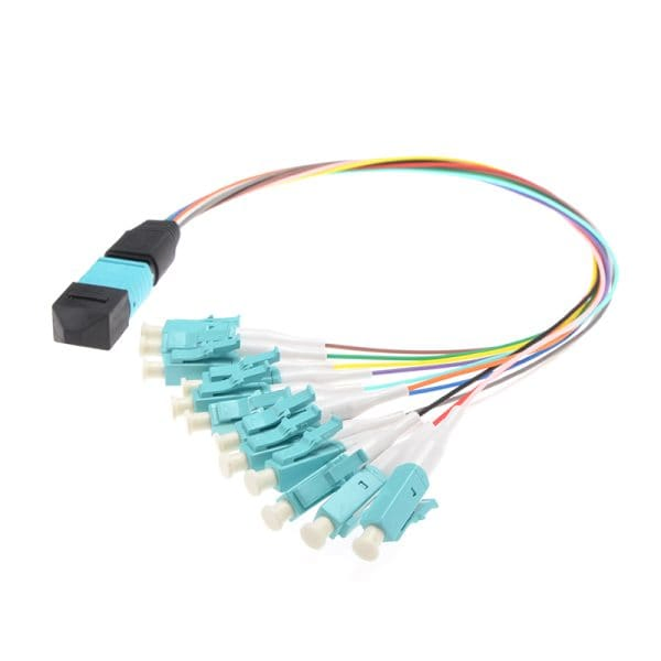 MPO/MTP to LC Om3 Om4 12 Fibers 0.9mm Fiber Ribbon Patch Cable