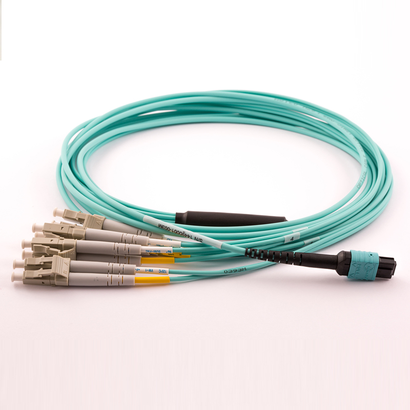 MPO to LC Breakout Patch Cord, 12-Core Om3/Om4 Multimode Fiber, MPO Female to 12xlc Duplex Fan-out Cable, Low Insertion Loss LSZH Harness for 40g/100g Data Cent