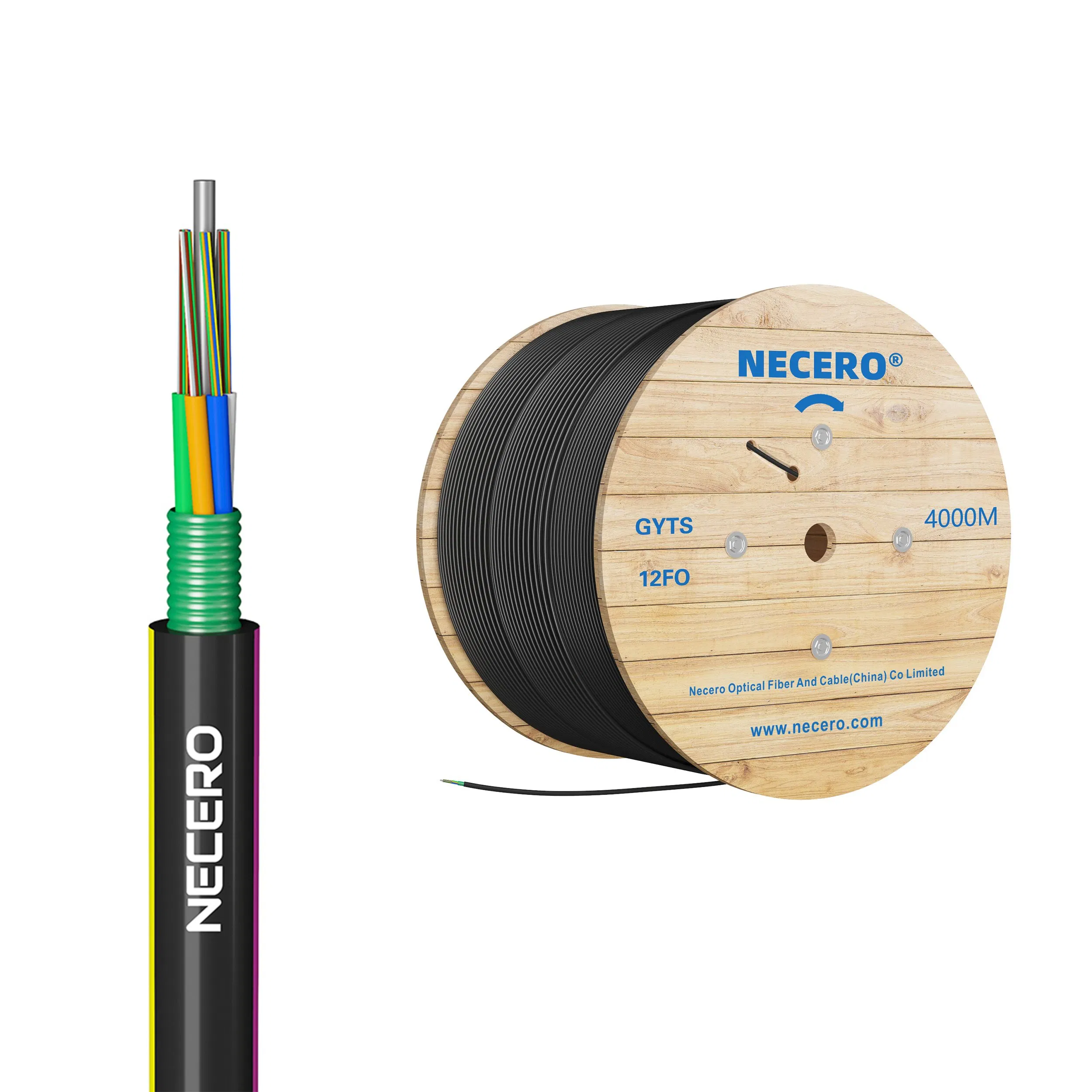 Factory Supply Necero 25 Years Armoured Underground Sm/mm GYTS Optic/Optical Fiber Cable/Drop Cable/ Communication Cable