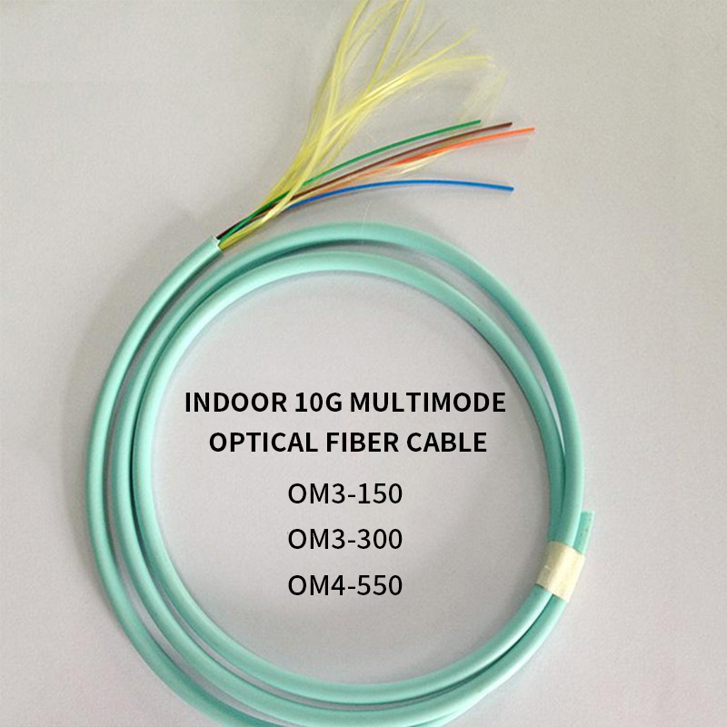 Indoor Multi Mode Fiber Optic Cable OM3 OM4 50 125um GJFJV Tight Buffer Aramid Yarn PVC Jacket 10G Data Center