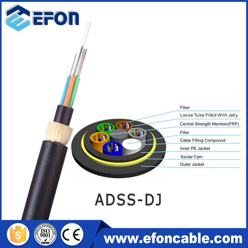 Wholesale Outdoor Aerial 2 4 6 8 12 24 48 72 96 Core ADSS Fiber Optic Drop Communication Cable China Factory
