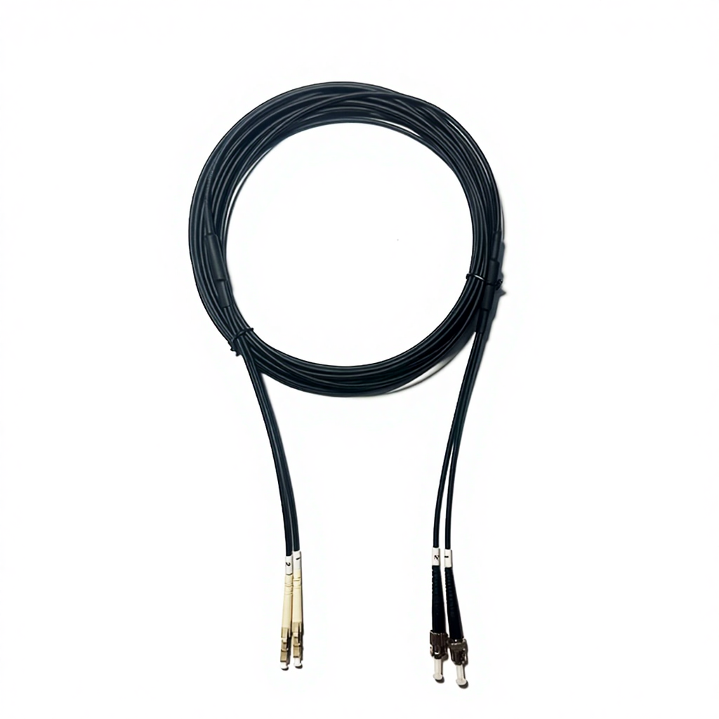 Multi Mode Dual Core TPU Armored Field Optical Cable, Flexible Armored Optical Fiber Jumper LC-LCOM3 Emergency Optical Cable