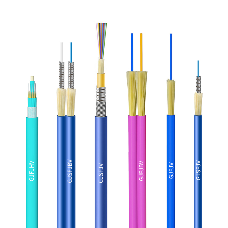 GJSFJV Indoor Armored Spiral Metal Tube Multi Fiber Breakout Tight Buffet Fiber Optic Cable LSZH/PVC 12 Cores OS2 9/125μm for FTTH Data Center Backbone Cabling