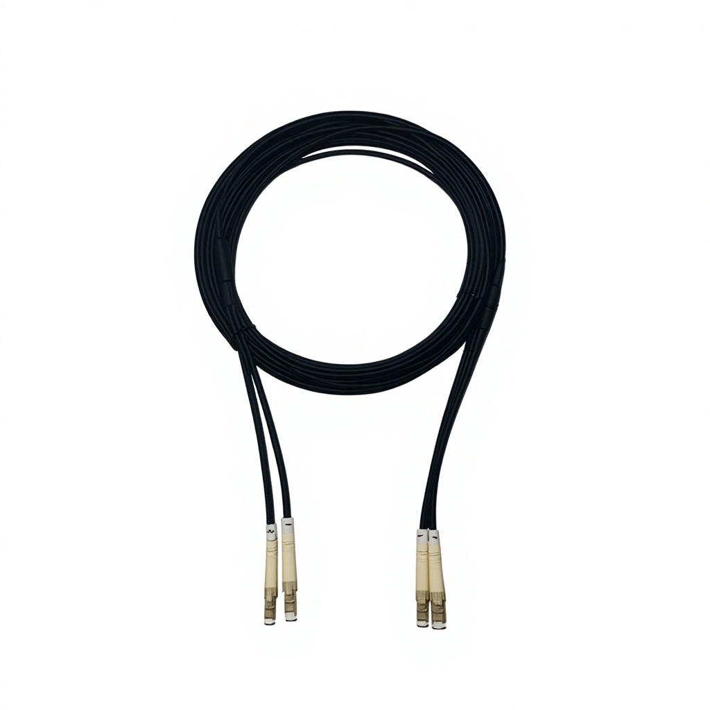 Multi Mode Dual Core TPU Armored Field Optical Cable, Flexible Armored Optical Fiber Jumper LC-LCOM3 Emergency Optical Cable