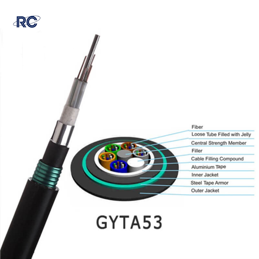 RC Outdoor Underground Optical Fiber Cable gyta gytas 12 24 core Gyta53 G652d Armoured Fiber Optic Cable