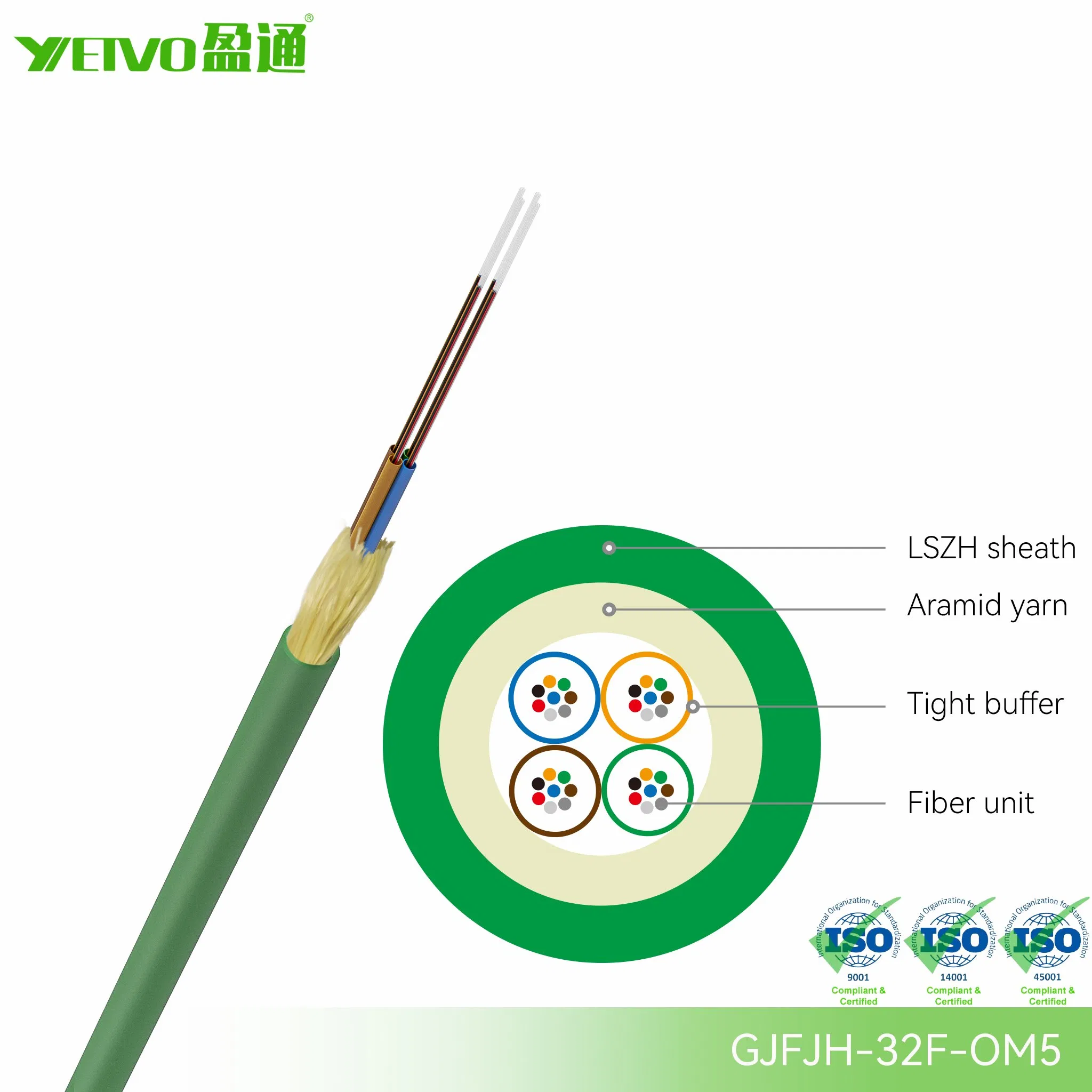 40g 100g 400g Om5 Fiber Cable 32 Core LSZH Indoor Optical Cable for Data Center