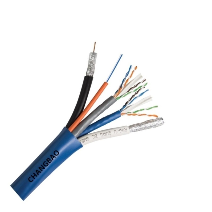 Changbao Hybrid Composite Cable 2 RG6 + 2 Cat5e Multi Mode Fiber Optic Bundled Cable