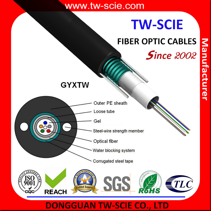 Central Loose Tube Outdoor Fiber Optic Cable GYXTW with High End Quality 12/24 Core