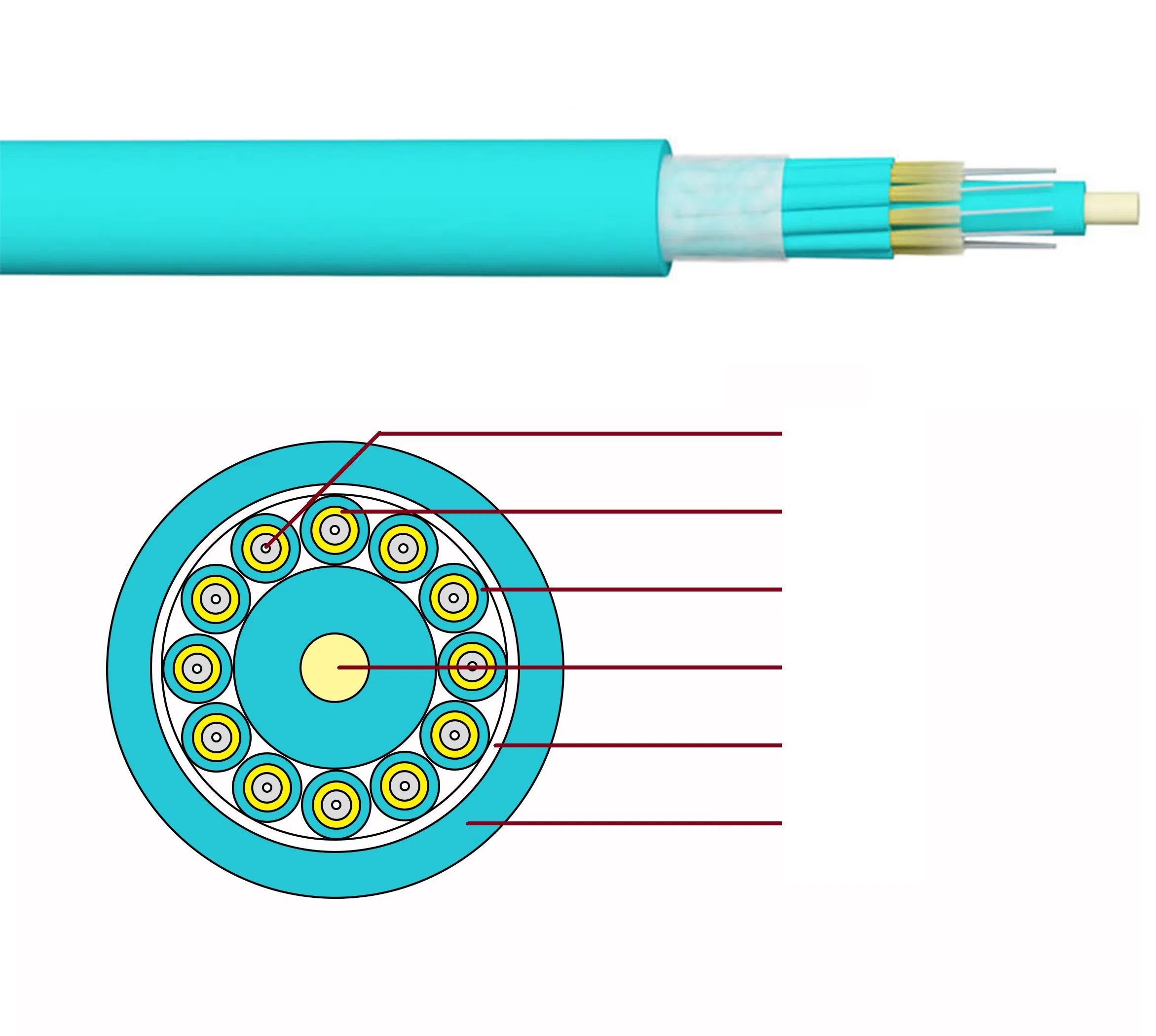 6·48 Core Gjxh Indoor Breakout Fiber Optic Cable G652D