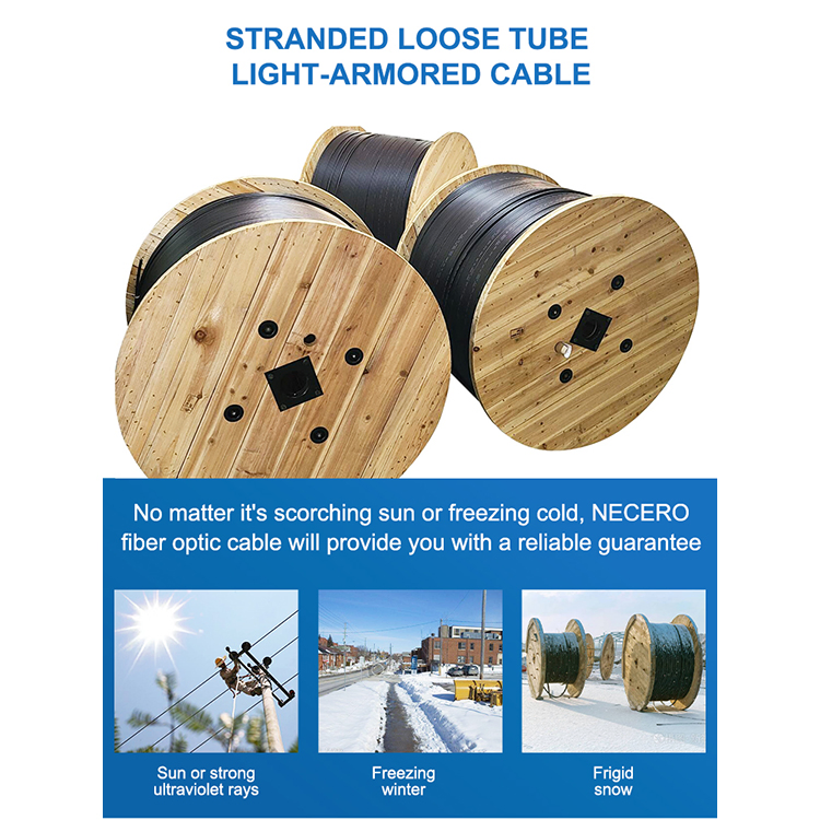 Factory Supply Necero 25 Years Armoured Underground Sm/mm GYTS Optic/Optical Fiber Cable/Drop Cable/ Communication Cable
