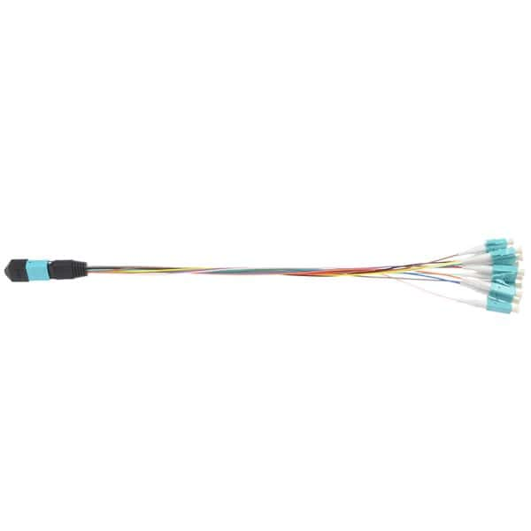MPO/MTP to LC Om3 Om4 12 Fibers 0.9mm Fiber Ribbon Patch Cable