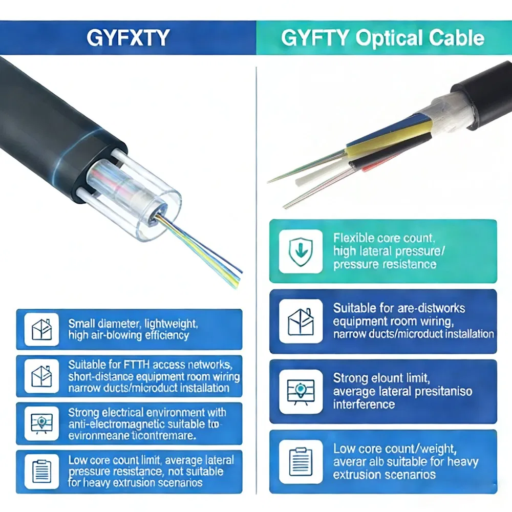 Kexint Outdoor GYFXTY 2-24 Cores Aerial Type Fiber Optic Cable