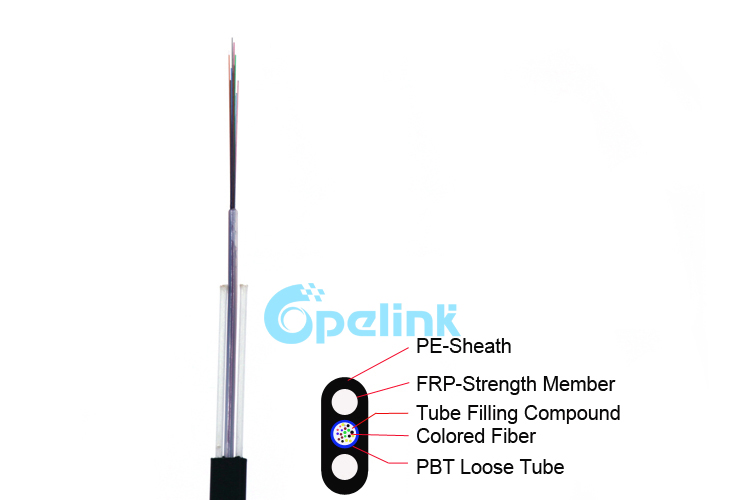 GYFXTY-FL Central Loose Tube Drop Fiber Cable, Aeral Flat FTTH Drop Fiber Optic Cable, Self-Supporting Flat Drop Cable for FTTH